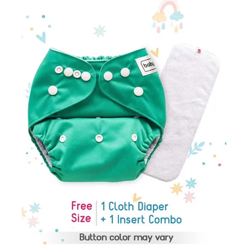 Babyhug Free Size Reusable Cloth Diaper With Insert - Green