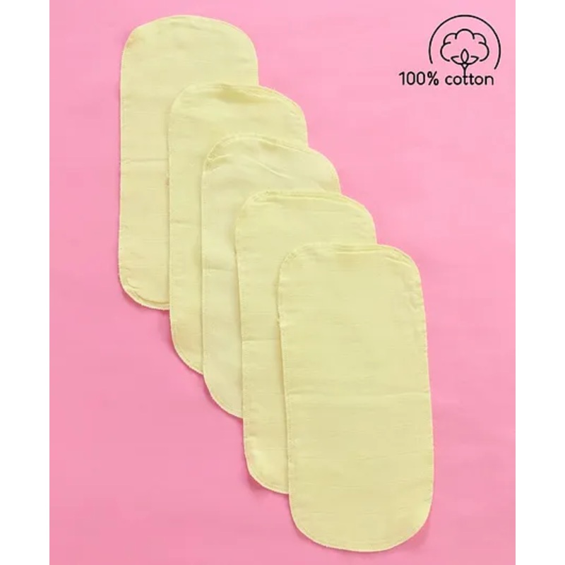 Babyhug  Muslin Cotton Cloth Nappy Insert  Pack Of 5 - Lemon