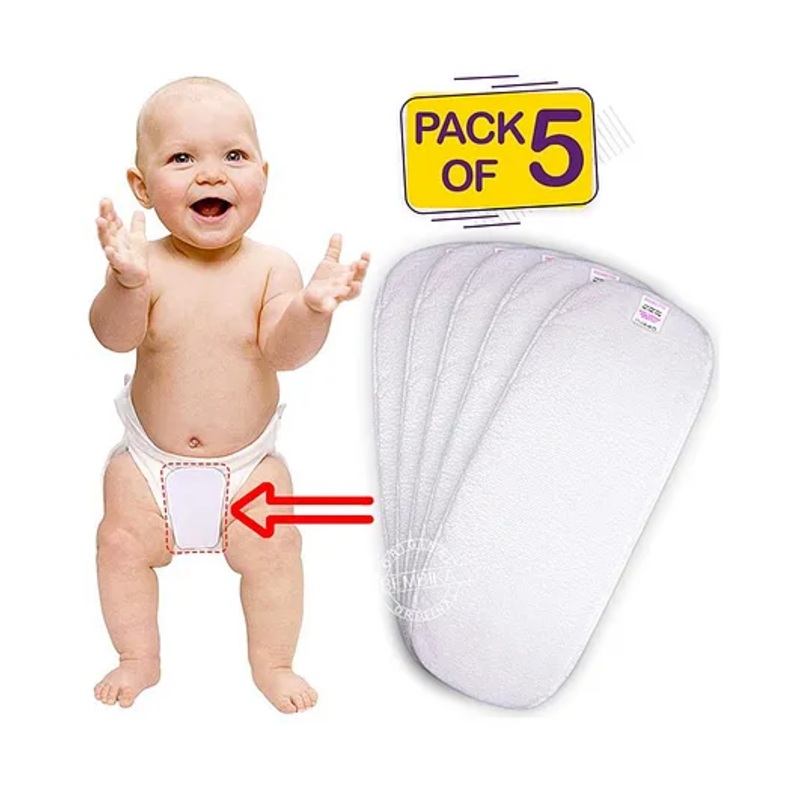 Bembika 3-Layer Cotton Nappy Inserts Pack Of 5 - White