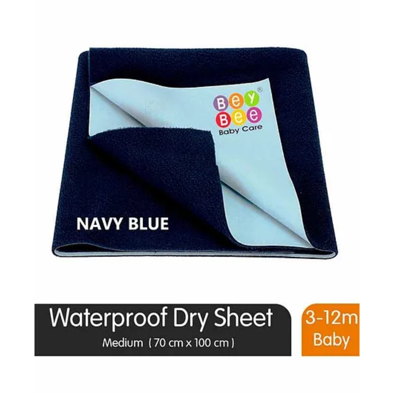 BeyBee  Quickly Dry Waterproof Baby Bed Protector Dry Sheet for Born Babies, Medium - Dark Blue
