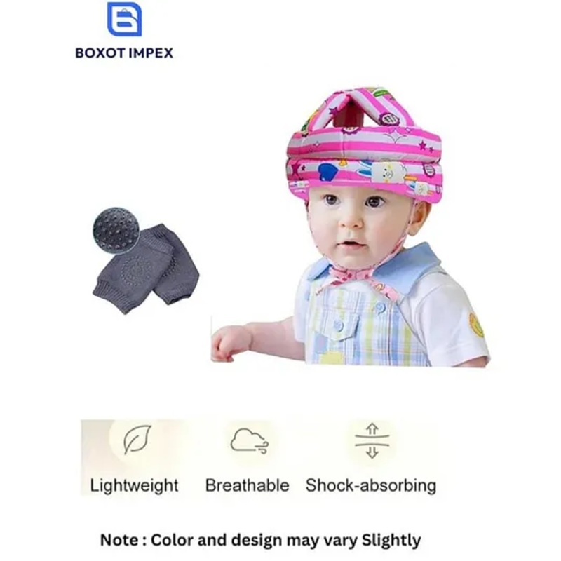 BOXOT IMPEX Adjustable Cushioned Baby Safety Helmet with knee pad (color may vary) HK-11