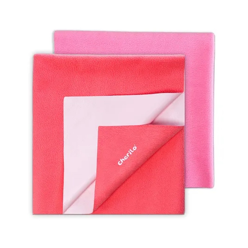 Cherilo Waterproof Baby Bed Protector Sheet Small Pack of 2 - Pink & Rose Pink