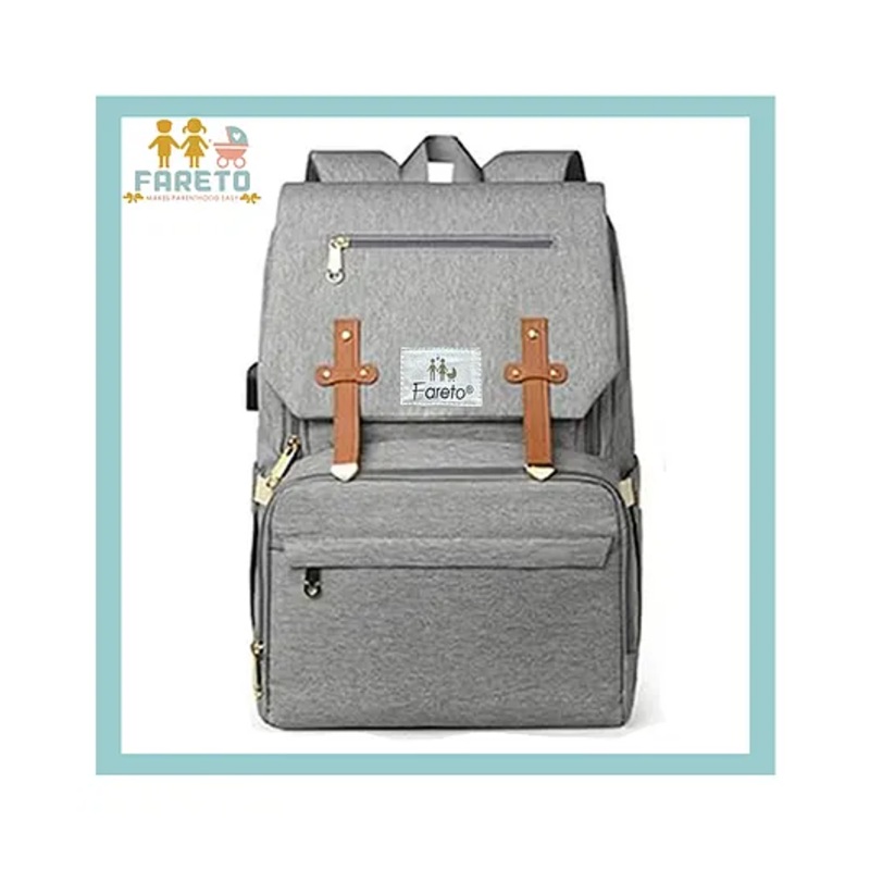 Fareto Premium Quality Diaper Bag for Mother Multipurpose Stylish Diaper Backpack  - Grey