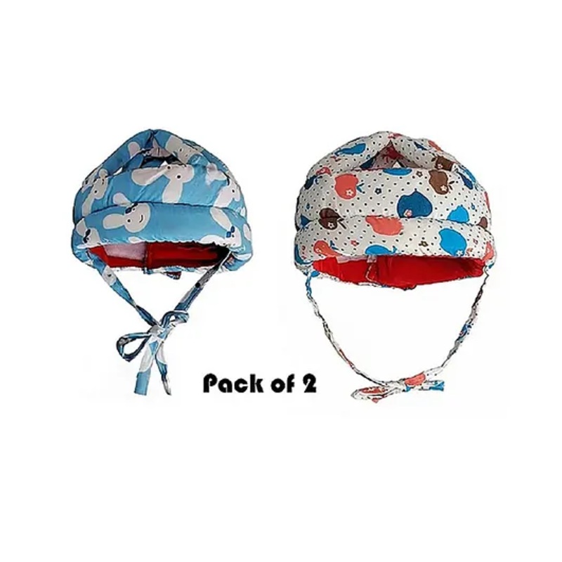 numum Baby Safety Helmet for Head Protection Safety Pack of 2 - Blue Smiley and White printed (Color and Design may vary)