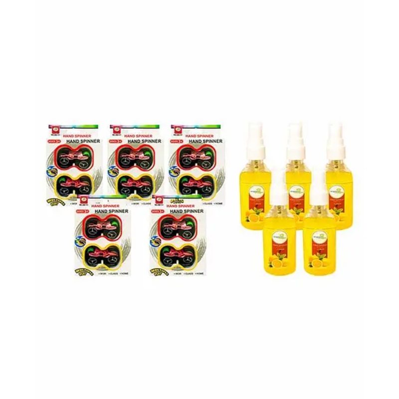 Organic Magic 50 ml Hand Sanitizer with Kuchicoo Hand Spinner Toy Pack of 10 - Multicolor