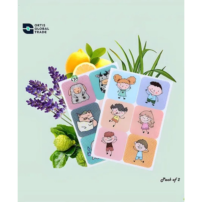 Ortis Waterproof Natural Mosquito Repellent Sticker - 72 Pieces (Colour & Print May Vary)