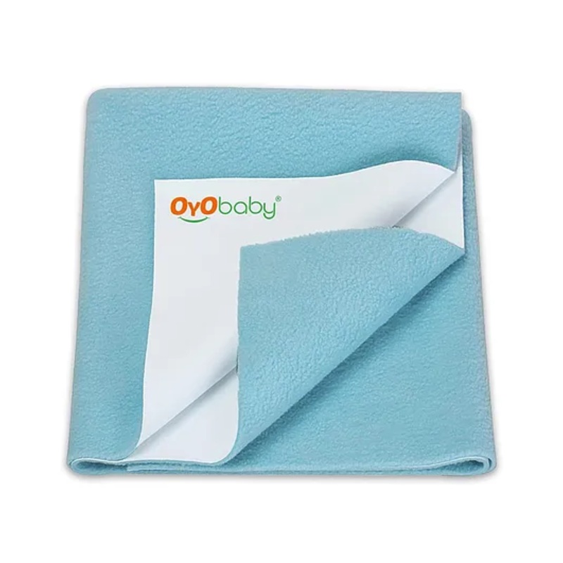 OYO BABY Anti-Piling Fleece Extra Absorbent Instant Dry Sheet, Baby Bed Protector, Waterproof Sheet, Small (70cm x 50cm), Sea Blue