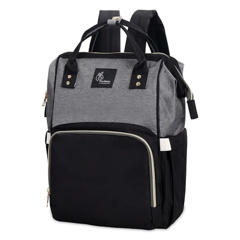 R for Rabbit Caramello Diaper Bag for Mother Stylish Travel Friendly Waterproof Maternity Bag, Multipurpose Durable Large Capacity Babies Diaper Backpack For Mom (Grey Black)(Logo Color May Vary)