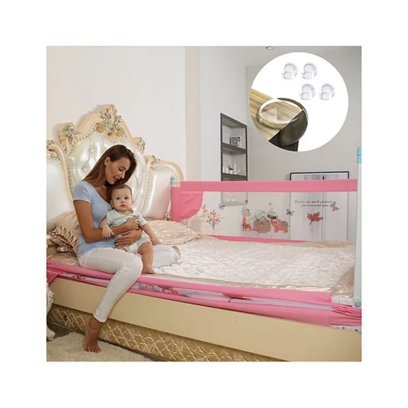 Safe-O-Kid Extra-Long Bed Rail Guard  6FT Safety Barrier for Kids & Toddlers | 1-Year Warranty | Pink| Pack of 1