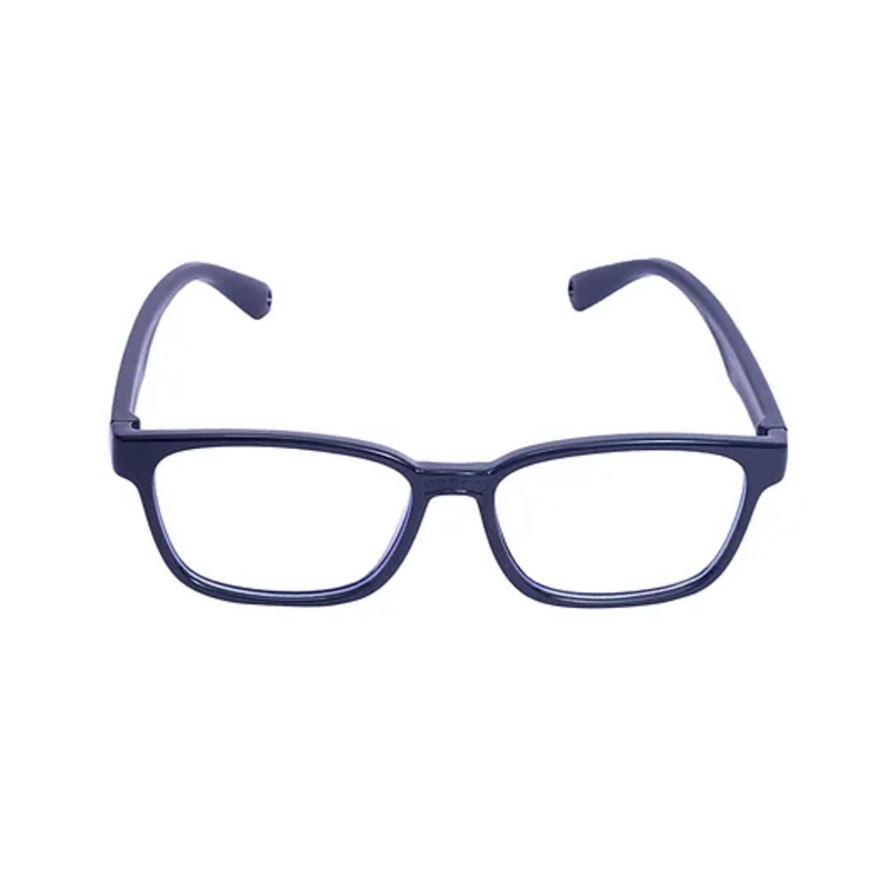 Spiky Silica Gel Clear Lens Rectangular Zero Power Glasses With Blue Light Tester - Blue