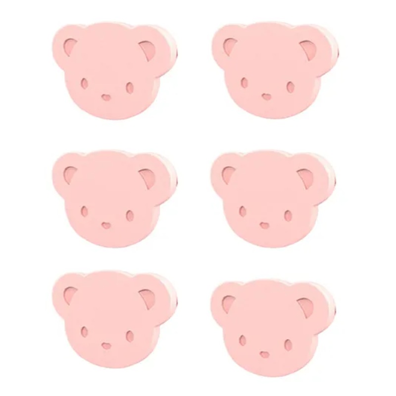 SYGA Children's Safety Pin Cartoon Bear Baby Slobber Towel Pin Pack of 6 - Bear Pink