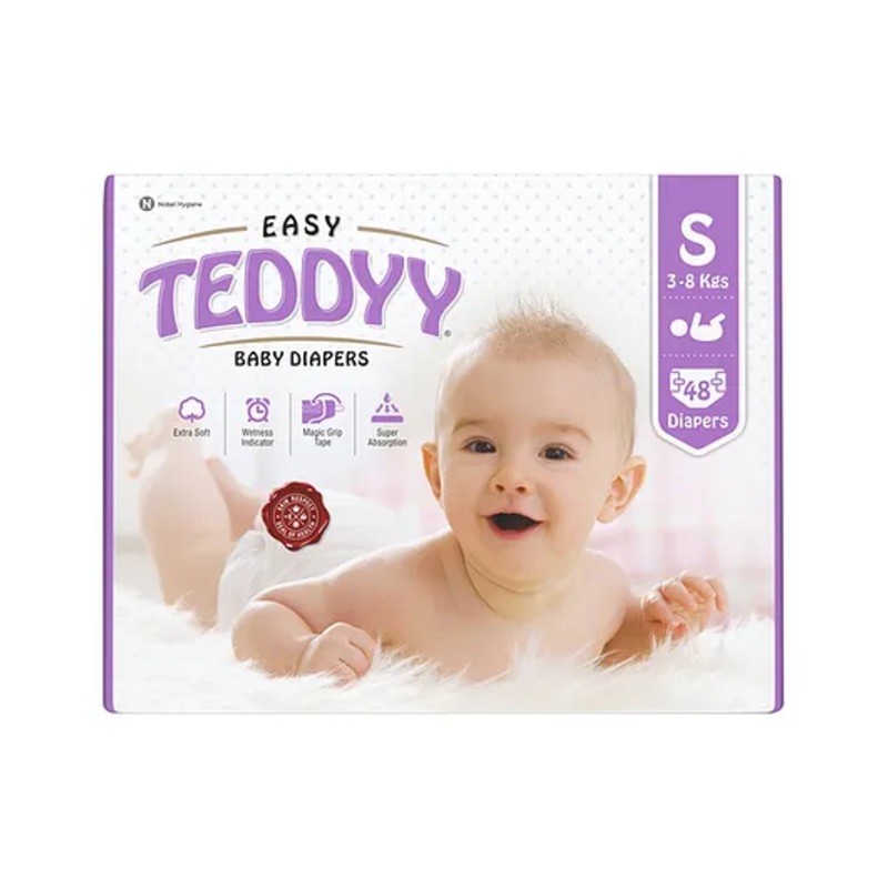 Teddyy Baby Easy Tape Diapers Double Small 48 Diapers (Pack of 1)  3-8 kgs