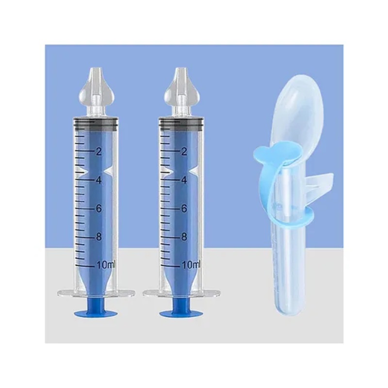 The Cheeky Kidzz Baby Pressure Nasal Syringe Nose Suction With Medicine Spoon Feeder For Babies BPA Free (BLUE)