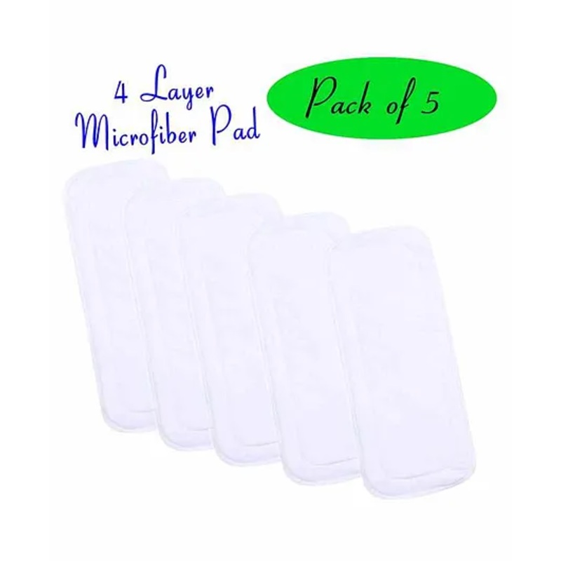 The Little Lookers 4 Layer Microfiber Insert For Reusable Diapers Pack Of 5 - White