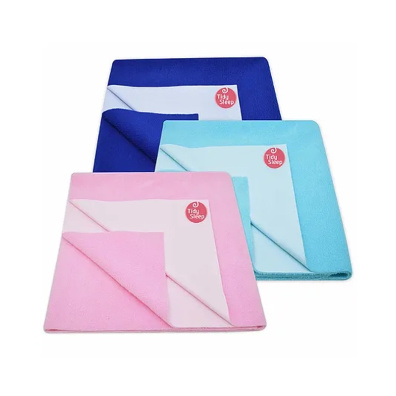 TIDY SLEEP Ultra Absorbent Baby Dry Sheets & Bed Protector Medium Pack of 3 - Blue Pink