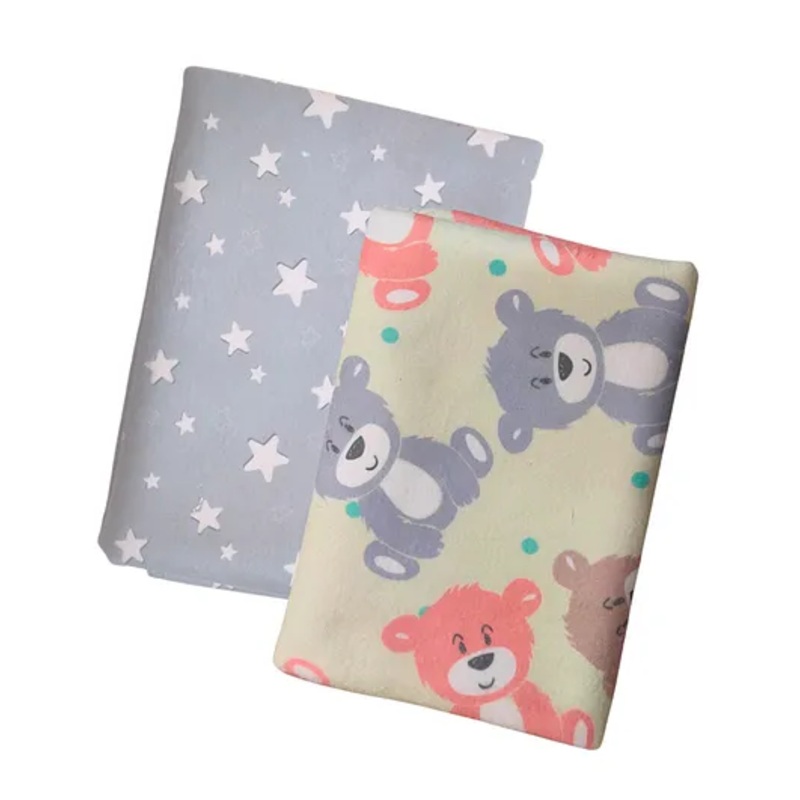 Zikku Printed Dry Sheet for Baby Newborn Bed Protector Waterproof Mat Quick Absorbency Combo Teddy & Star Print - Pack of 2