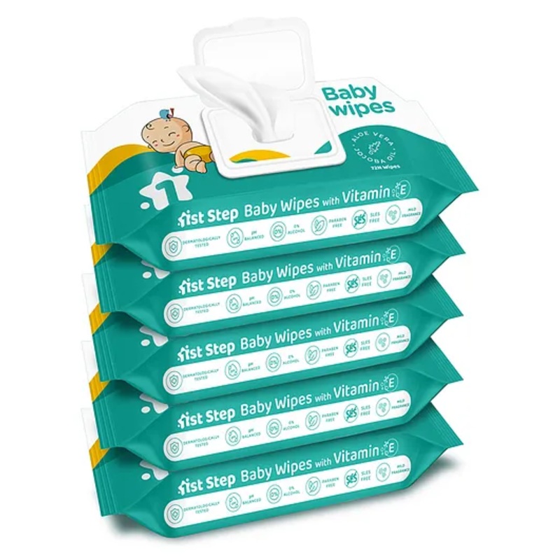 1st Step Baby Wet Wipes with Lid Pack Of 5 - 72 Pieces Each