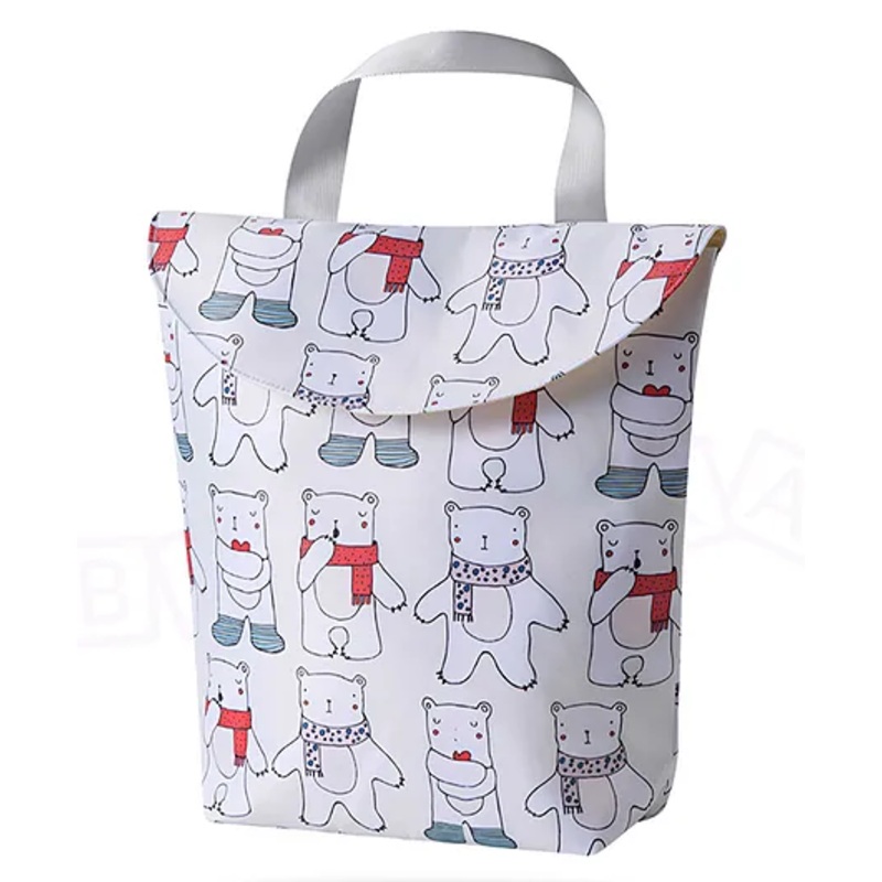 Bembika Diaper Bags For Mom And Dad Kids Diaper Bags For Travel Backpack With Small Bottle Pouch Cute Bear - White