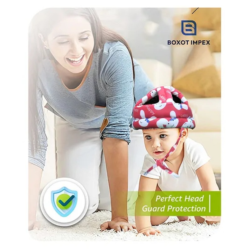 Boxot Impex Adjustable Cushioned Baby Safety Helmet-Red
