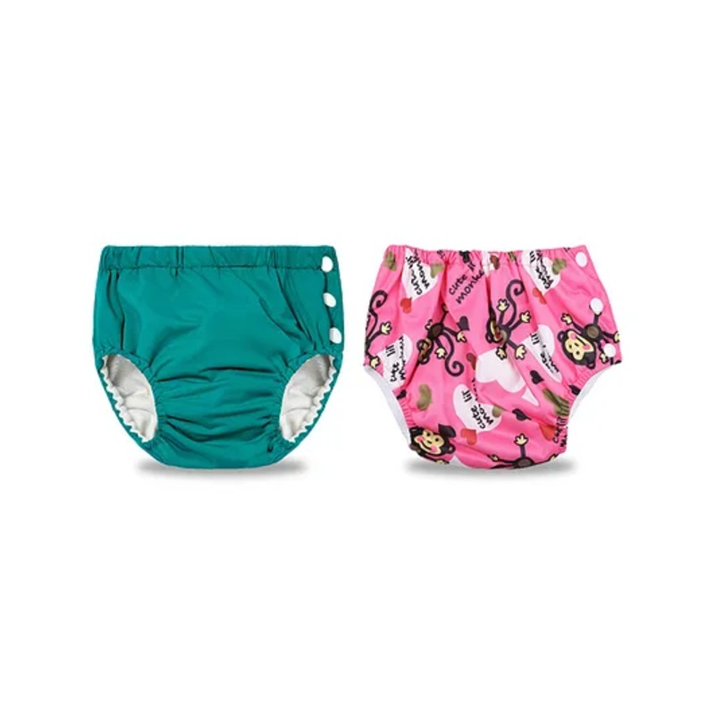 Chinmay Kids Reusable Swimwear Diaper Pool Pants Pack of 2 - Green & Pink