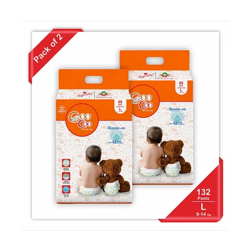 Coo Coo Baby Pullup Diaper Pants - L (132 Pieces)