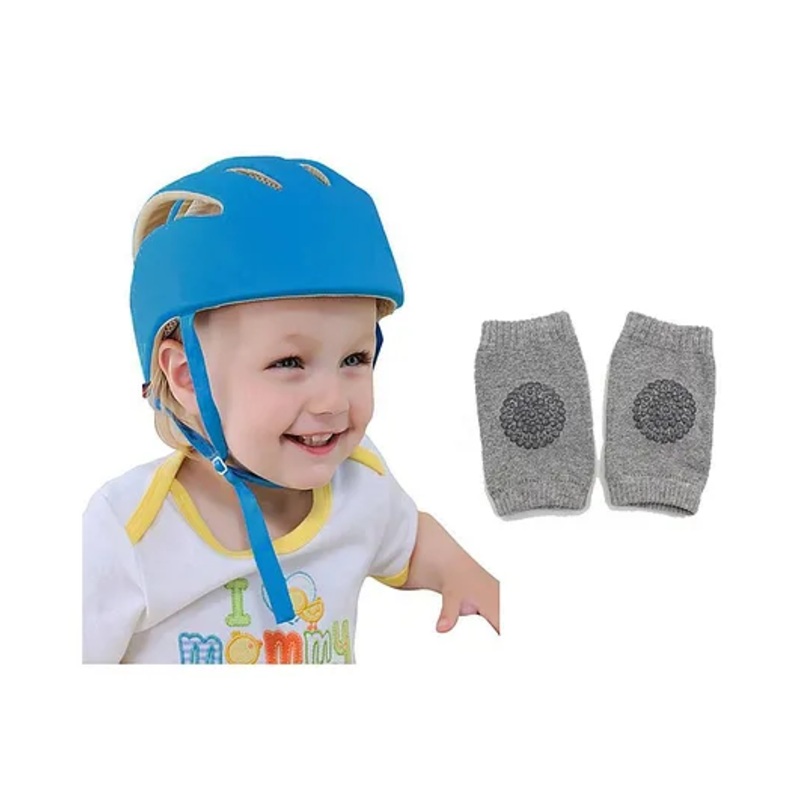 DearJoy Safety Helmet and Knee Pad Combo - Blue