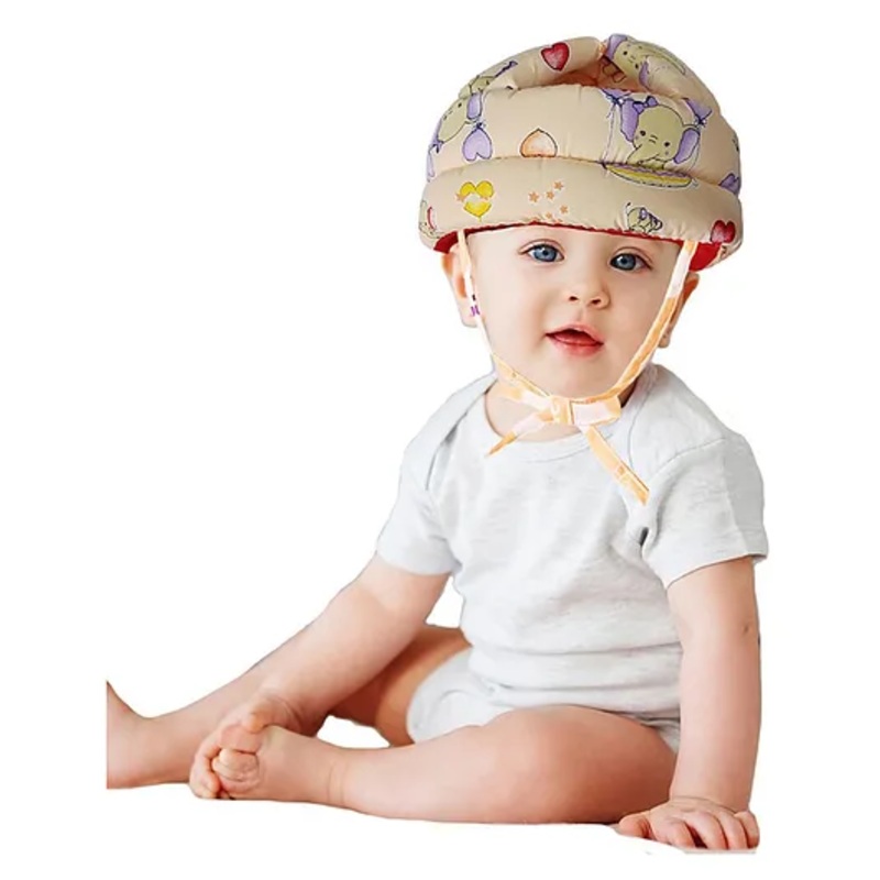 Luvlittle Adjustable Cushioned Baby Safety Helmet Elephant Print - Yellow (Print May Vary)