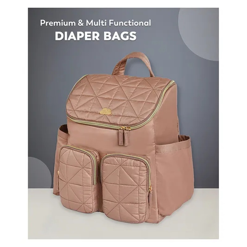 Mi Arcus Backpack Travel Friendly Diaper Bag with Diaper Changing Sheet for Mom and Dad- Peach