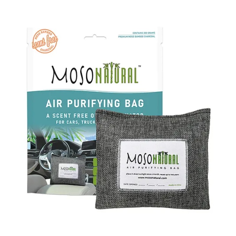 Moso Natural Odor Eliminator Chemical Free Unscented Premium Moso Bamboo Charcoal Air Purifying Bag 300g - Linen