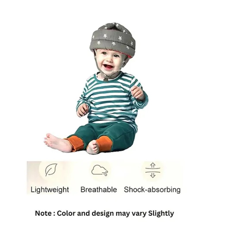 Numum Adjustable Baby Safety Helmet Soft - Anti-Fall - Anti-Collision Head Protector For Infants Learning to Walk or Run - (Grey Star Helmet) (color and design may vary)