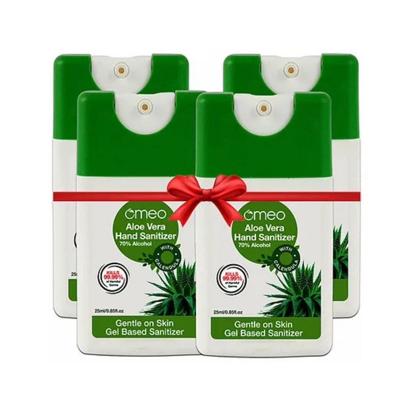 Omeo Aloe Vera Pocket Hand Sanitizer Gel - 25ml (Pack Of 4)