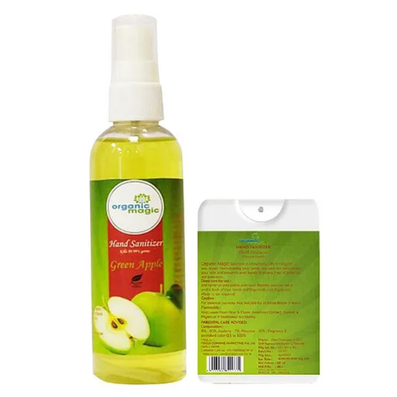 Organic Magic Hand Sanitizer Green Apple - 100 ml & 18 ml