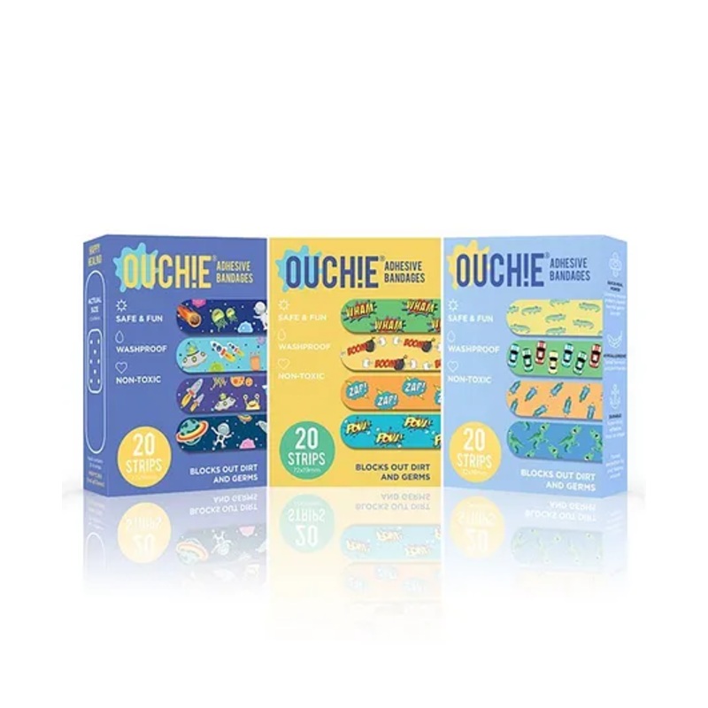 Ouchie Non-Toxic Printed Bandages Pack of 3 - 20 Bandages each