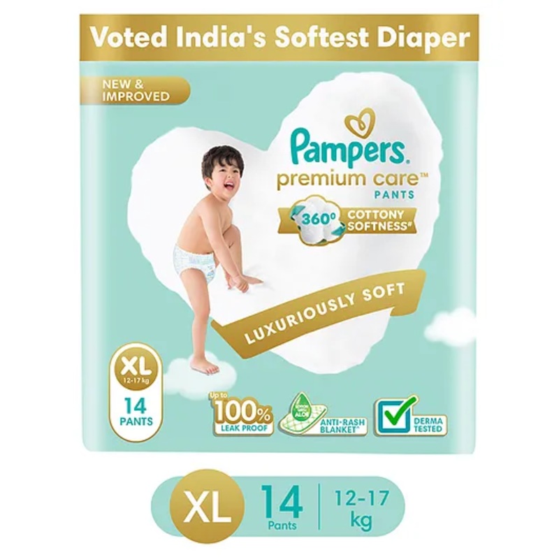 Pampers Premium Care Pants Style Baby Diapers Extra Large - 14 Pieces