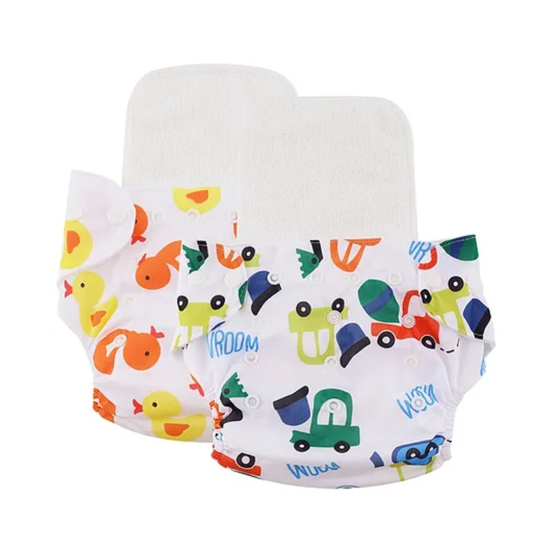 Passion Petals 2 Cloth diaper+2 inserts- Freesize Adjustable, Washable and Reusable Cloth Diaper for babies 0-3 Years | - Assorted 2|High Absorbent 1 Reusable Diaper 1 Insert Pack (5-18Kg)