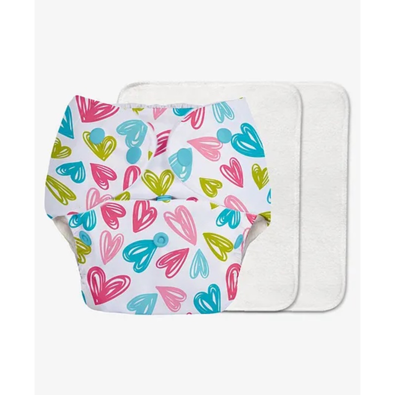 Super Bottoms Basic Reusable Cloth Diaper Hearts Print- Multicolor