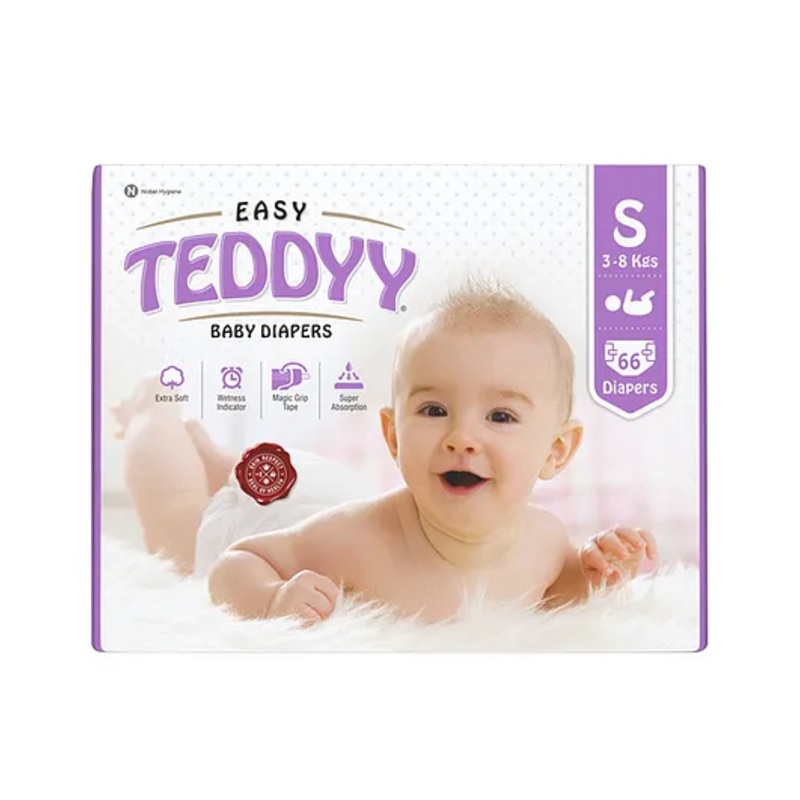 Teddyy Baby Easy Tape Diapers Small 66 Diapers (Pack of 1)  3-8 kgs