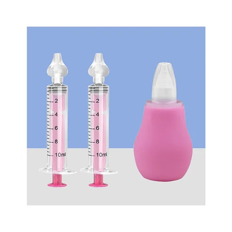 The Cheeky Kidzz Baby Pressure Nasal Syringe Nose Suction With Nasal Aspirator For Babies BPA Free (Pink)