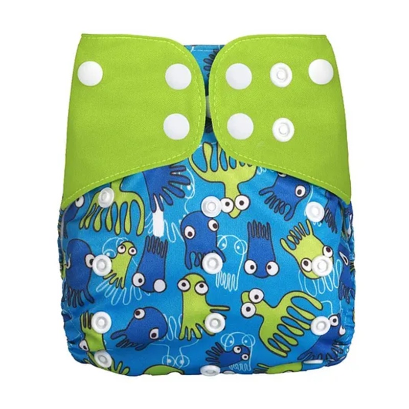 Zikku Free Size Reusable Cloth Diaper for Babies with One Insert - Octopus Print