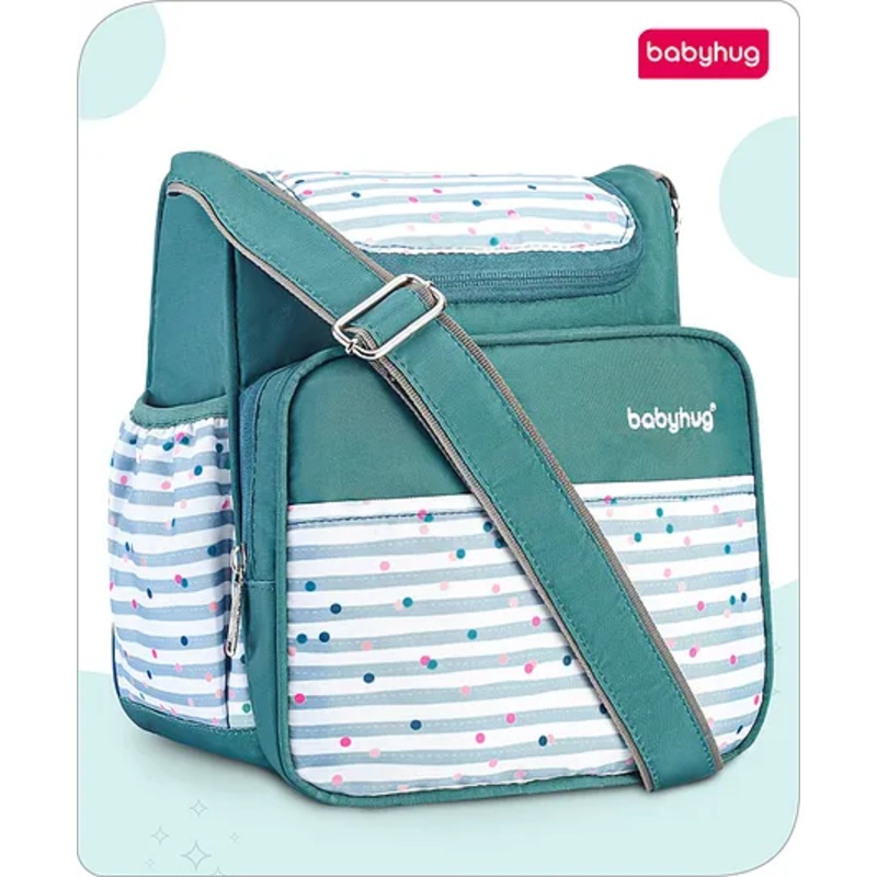 Babyhug Mini & Compact Sling Diaper Bag Polka Dots Print- Green