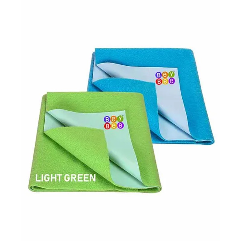 BeyBee Water Resistant Bed Protector Baby Dry Sheet with Ultra absorbance 2 Small - Light Green & Firoza