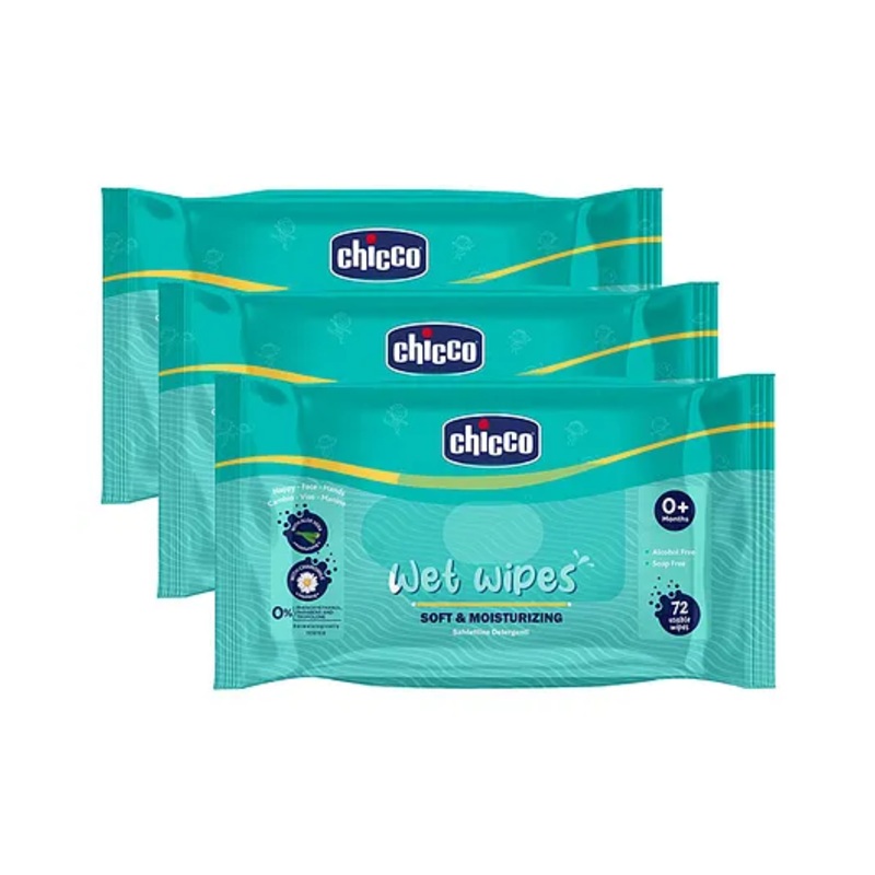 Chicco Soft & Moisturizing Wet Wipes Pack of 3 - 72 each