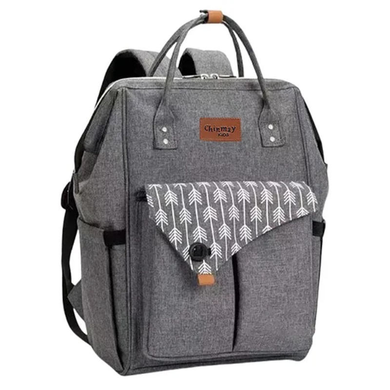Chinmay Kids Large Capacity Mother Bag Diaper Backpack with Insulated Bottle Storage Bag Diaper Bag  (Grey)