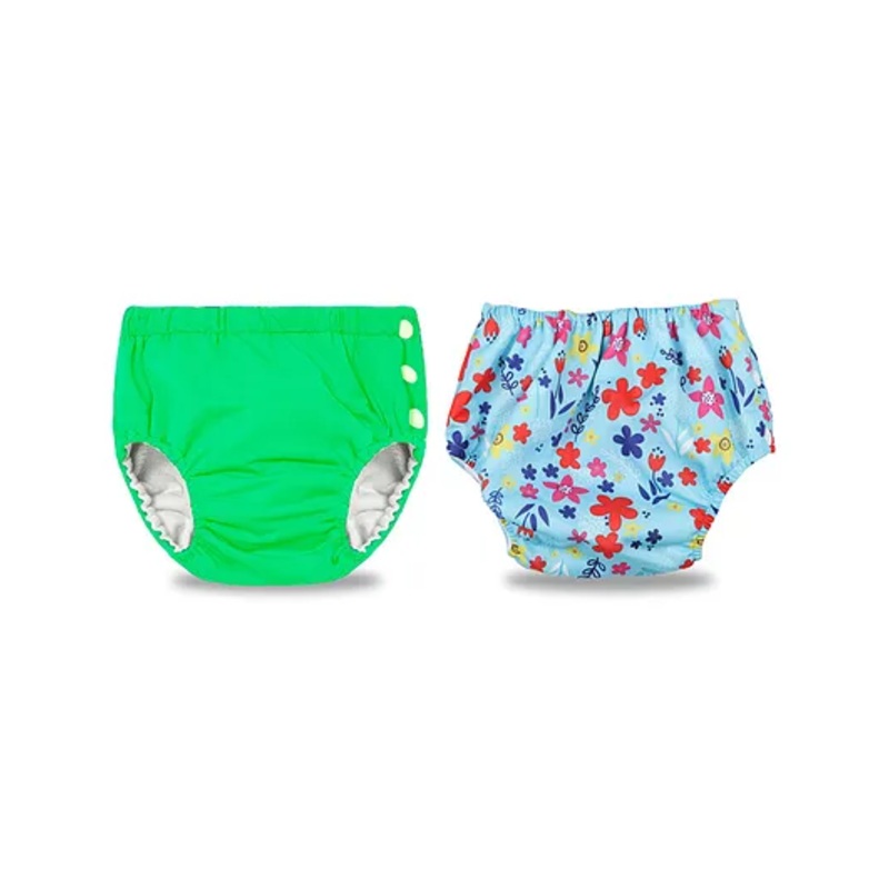 Chinmay Kids Swimming Pants Reusable Swimwear Diaper Pool Pants Pack of 2 - Green & Sky Blue