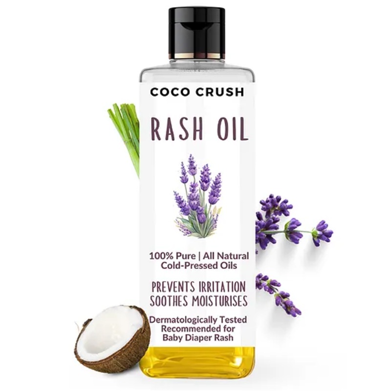 Coco Crush Rash Oil for Babies - Diaper & Nappy Rash Relief, Organic, Prevents Irritation - 200ml