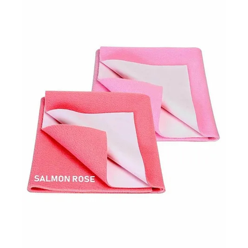Elementary Smart Dry Waterproof Small Bed Protector Sheet Pack of 2 - Salmon Rose & Pink