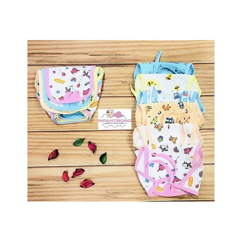 Fareto New Born Baby 12 Single Layer Super Soft Cotton Nappies Washable - Colour and design may vary