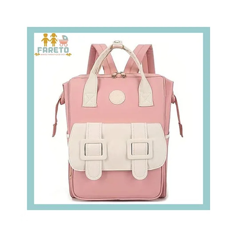 Fareto Premium Quality Diaper Bag for Mother Multipurpose Stylish Diaper Backpack - Pink