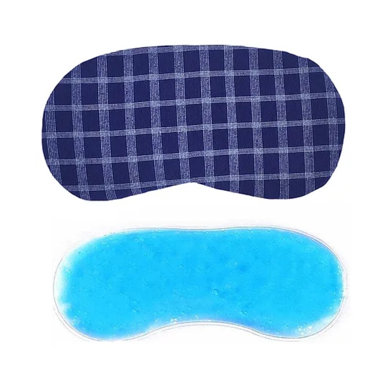 Jenna Check DarkBlue Printed Sleeping Eye Mask With cooling Gel