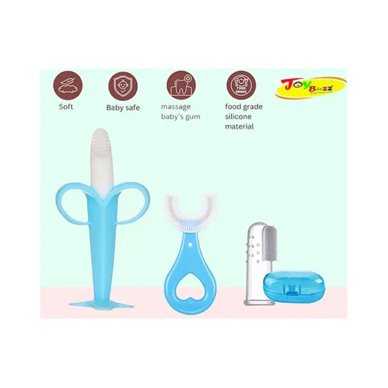 Joy Buzz Silicone  Toothbrushes Pack Of 3 - Blue